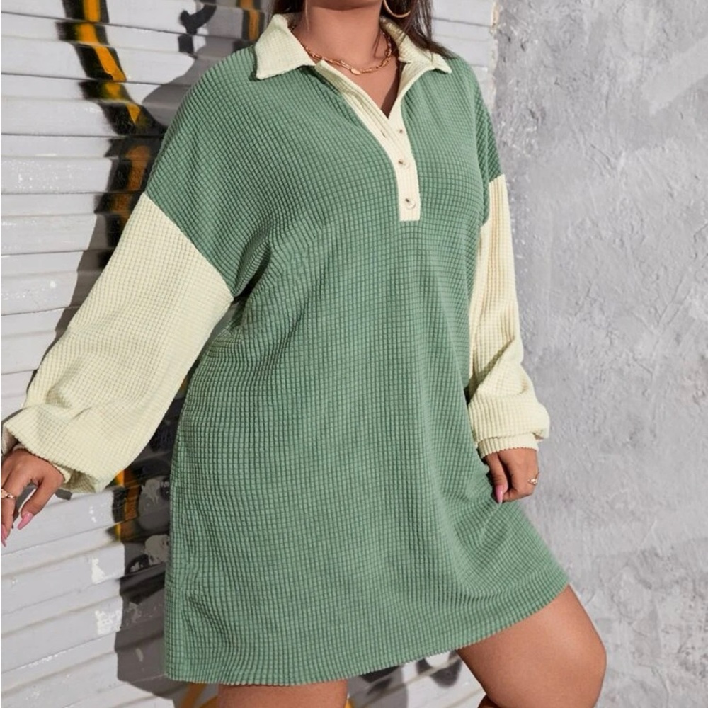 Shein curve drop shoulder waffle dress